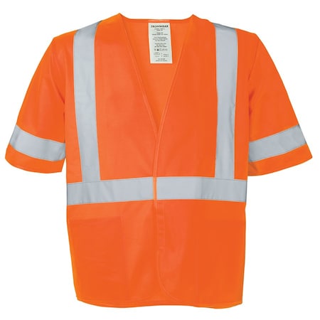 Polyester Mesh Safety Vest Class 3 W/ 3 Pockets (Orange/2X-Large)